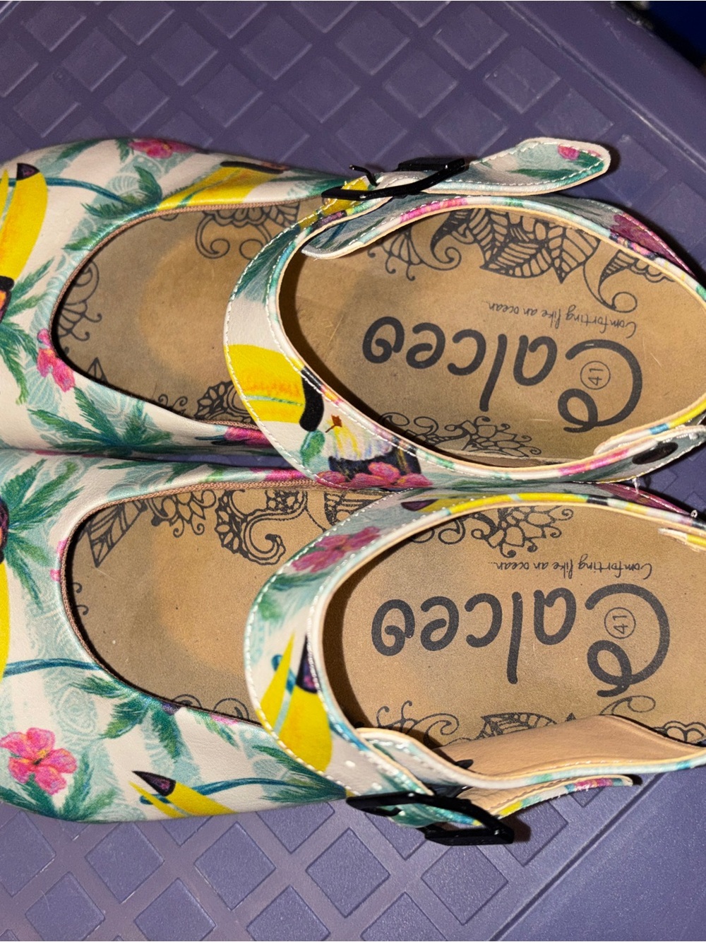 Galiceo Floral Mary Jane Flats in Yellow & White